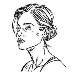 Reflective woman in profile – illustration of inner clarity and subtle awakening.
