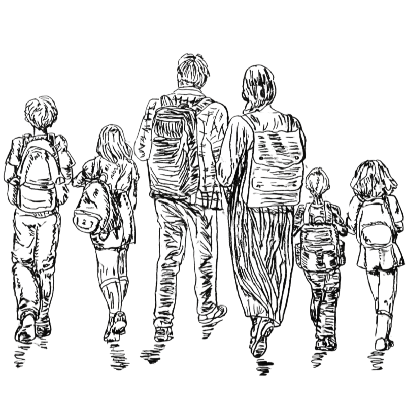Illustration — A family walking together