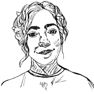Sketch of the creator of Mibosma, hand-drawn portrait.