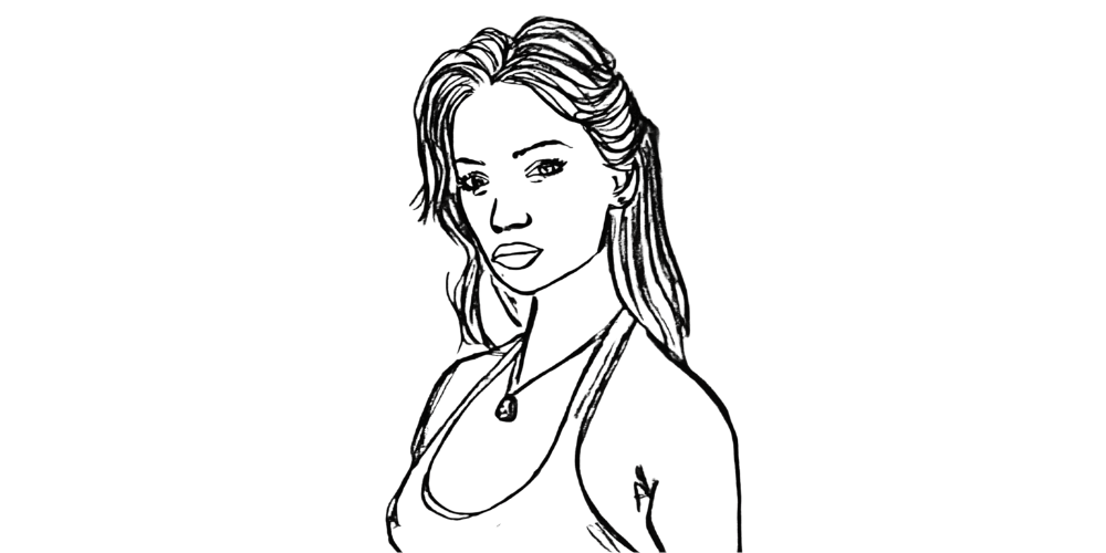 Woman looking calmly and openly