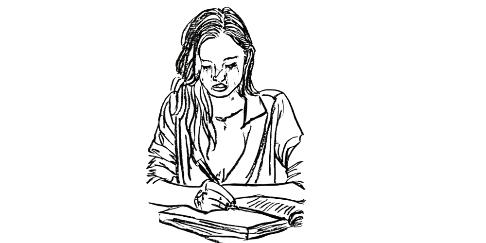 Journal with a tearful reflection