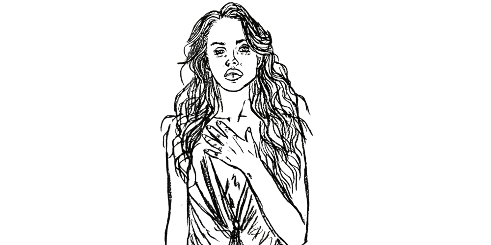 Woman standing tall with hand on chest