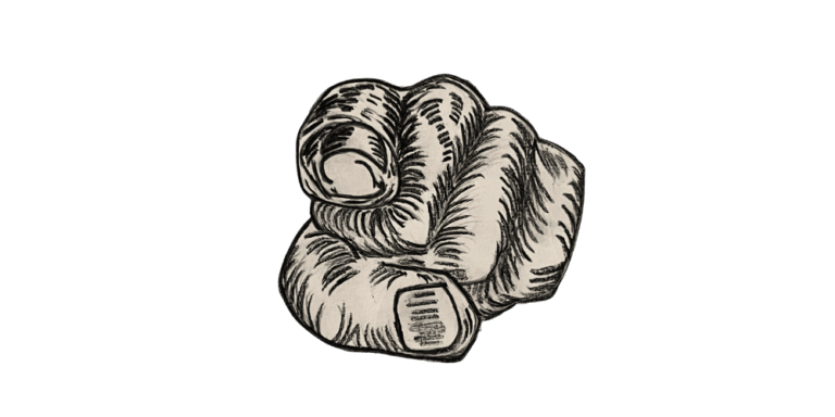Hand-drawn image of a tightly clenched hand, symbolizing control and inner tension – from the article How I Mistook Control for Safety