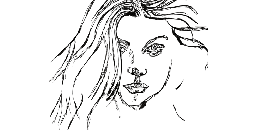 Sketch of a calm, peaceful woman with flowing hair and a soft gaze – symbolizing emotional release and the end of control, from the article How I Mistook Control for Safety