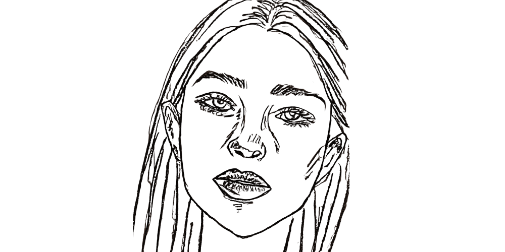 Sketch of a thoughtful woman symbolizing inner hesitation and hidden fear behind self-care