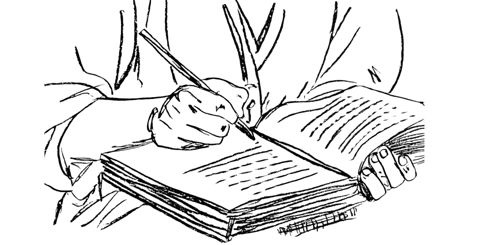 Drawing in journal as symbolic emotional opening.