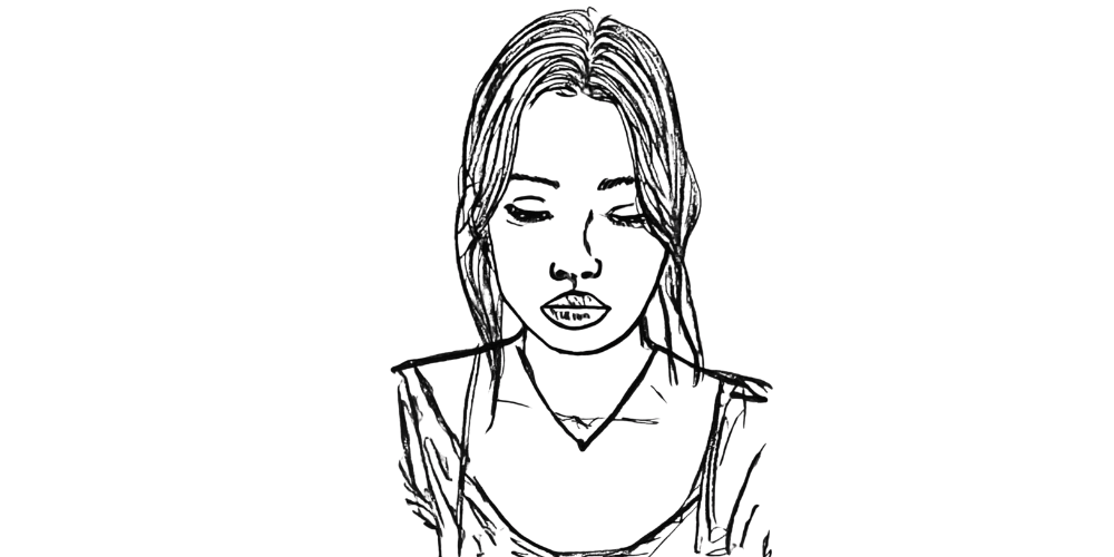 Woman with closed eyes in silent pain