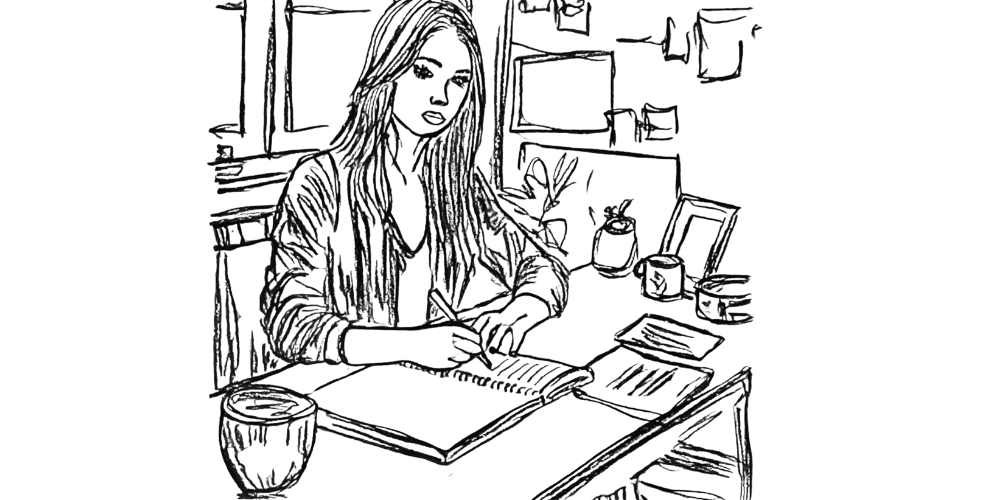 Woman journaling in a calm workspace