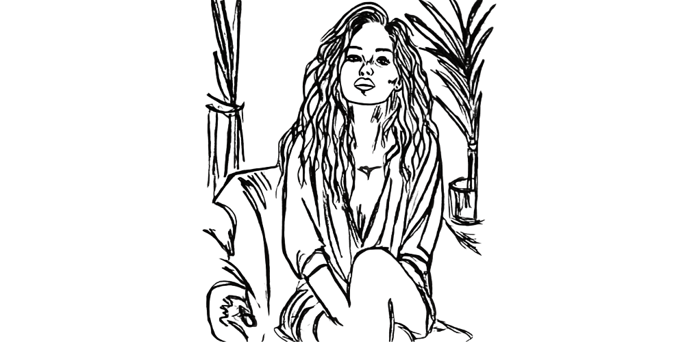 Woman sitting relaxed in a cozy space — peace through self-choosing