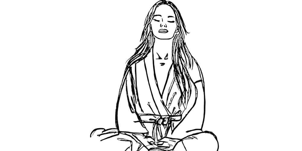 Woman meditating with closed eyes, breathing into her inner sanctuary