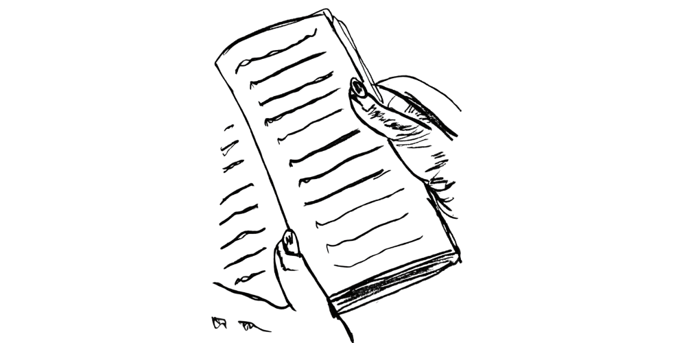 A hand writing in a journal, the word “guilt” circled — symbolizing reflection on inner beliefs and expectations.