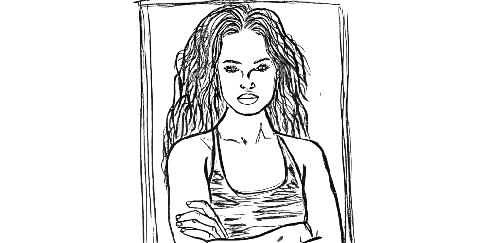 Peaceful woman with arms crossed – inner calm and emotional safety