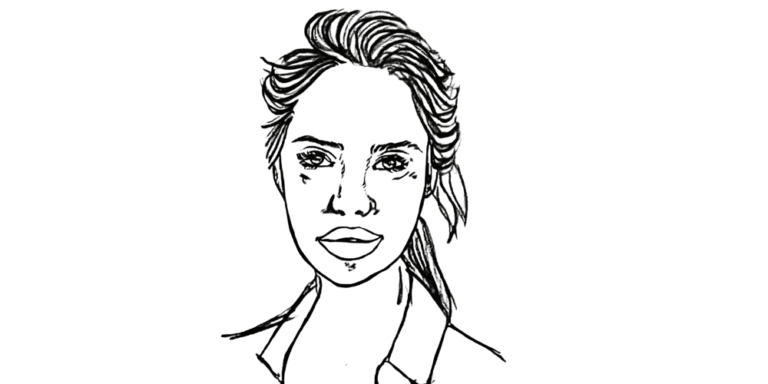 Woman standing confidently with direct gaze, symbolizing personal growth