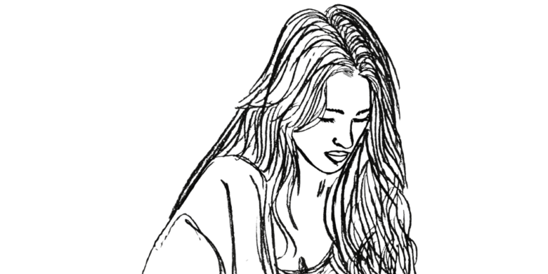 Introductory drawing of a quiet woman – what my silence was saying