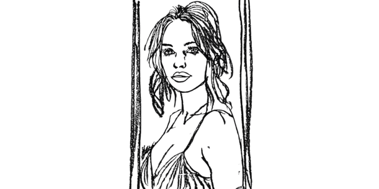 Woman standing in silence, holding her emotions