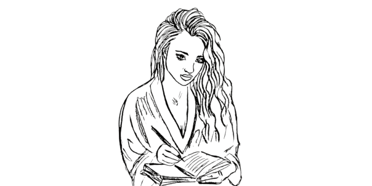 A woman journaling in peace, letting her truth unfold.