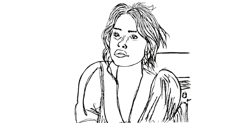 Simple line art of a calm empty room with sunlight streaming in, symbolizing safe solitude.