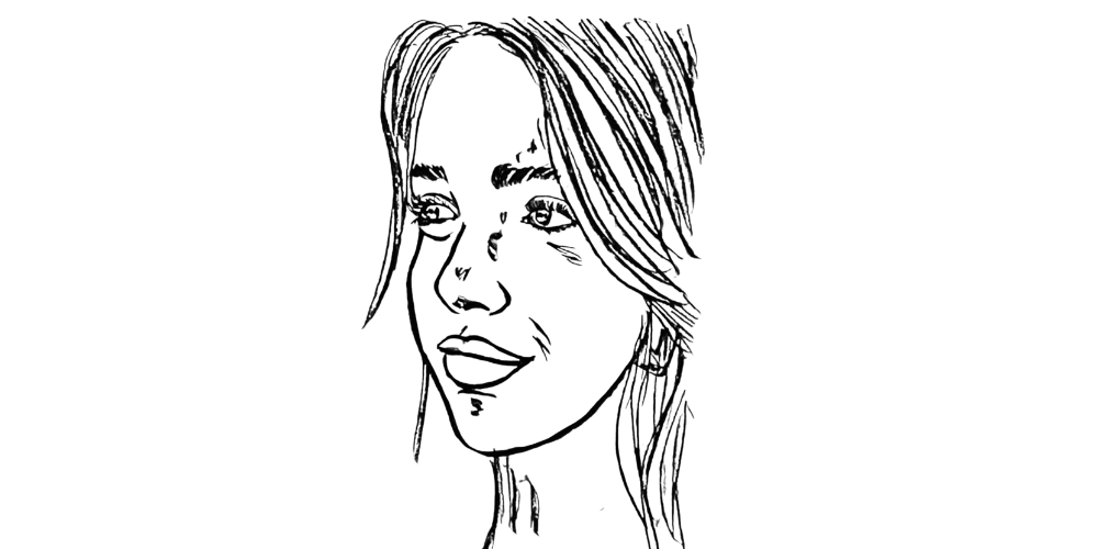 Hand-drawn close-up of a thoughtful woman, symbolizing the breath I will always remember