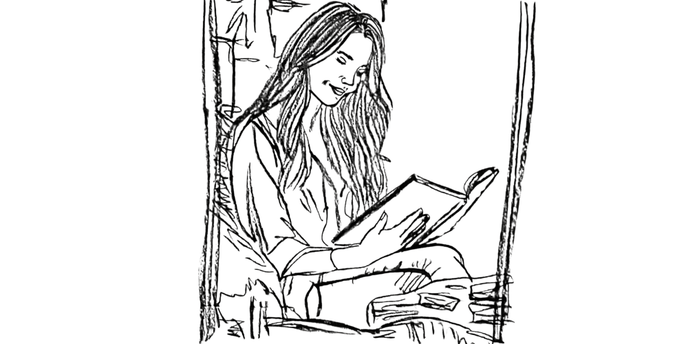 Woman reading a book peacefully — a glimpse of who I’m becoming