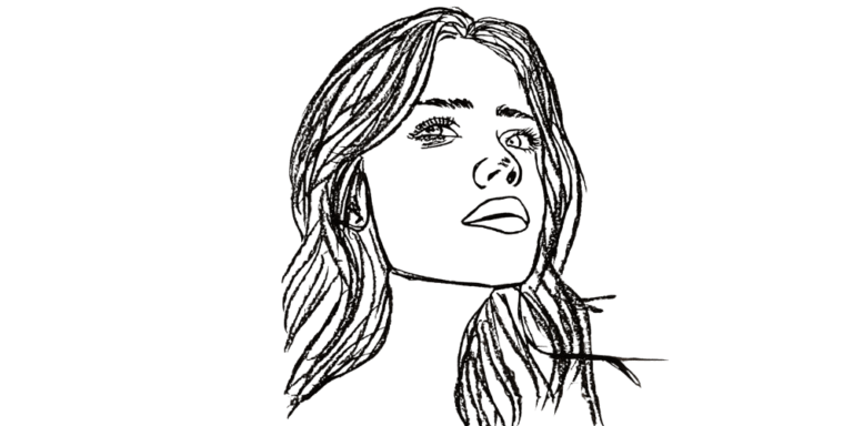 Hand-drawn illustration of a woman reflecting on an intuitive decision that felt right before she could fully explain it.