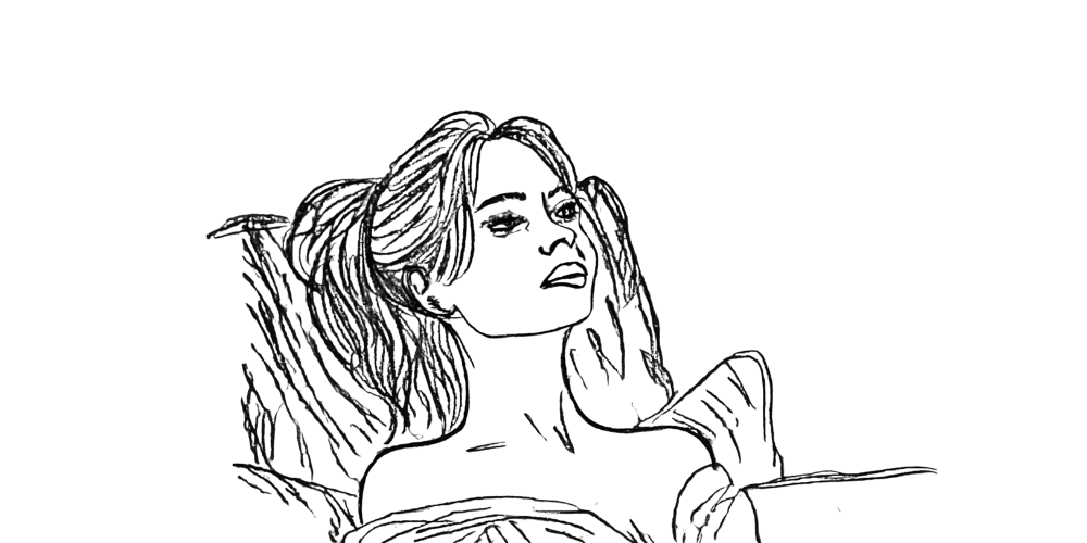 Hand-drawn image of a woman looking upward, symbolizing a subtle shift in perspective