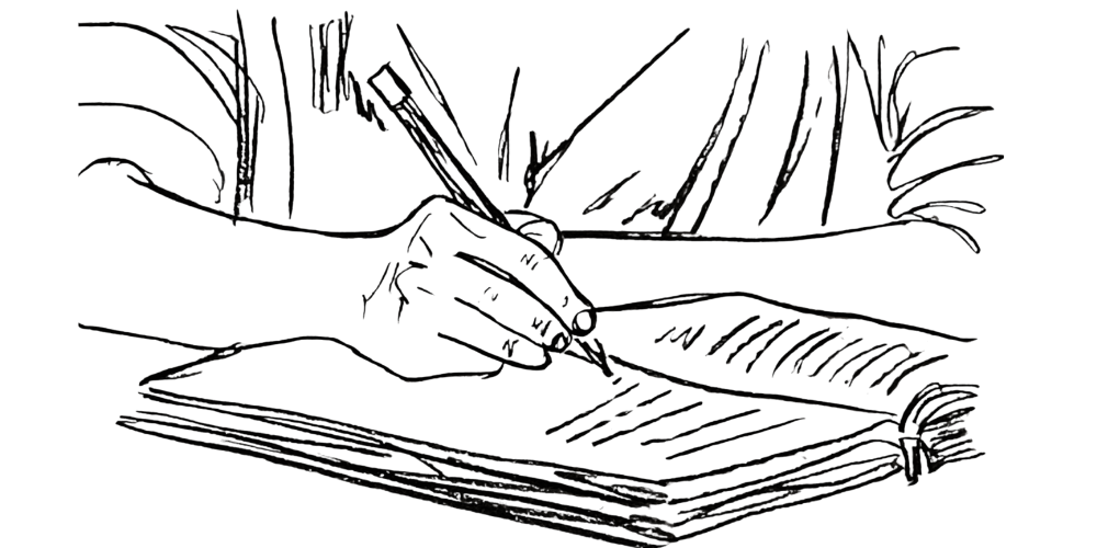 Hand writing in a journal, reflecting that this month didn’t heal me but it held me