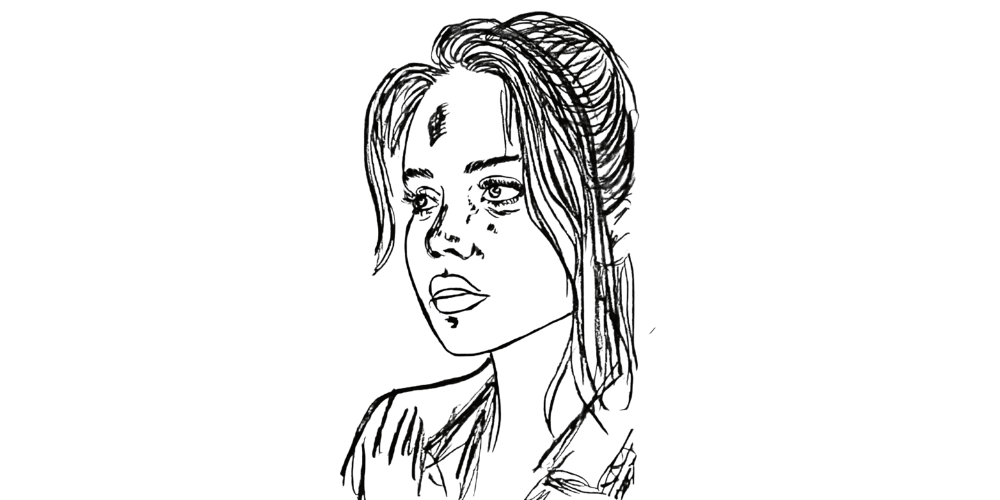 Woman looking to the side with a quiet tear, finding gentle ground