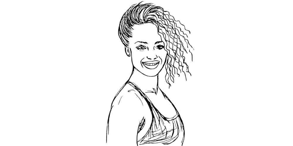 Smiling woman with curly hair – illustration for The Way I Loved Myself Was Enough article