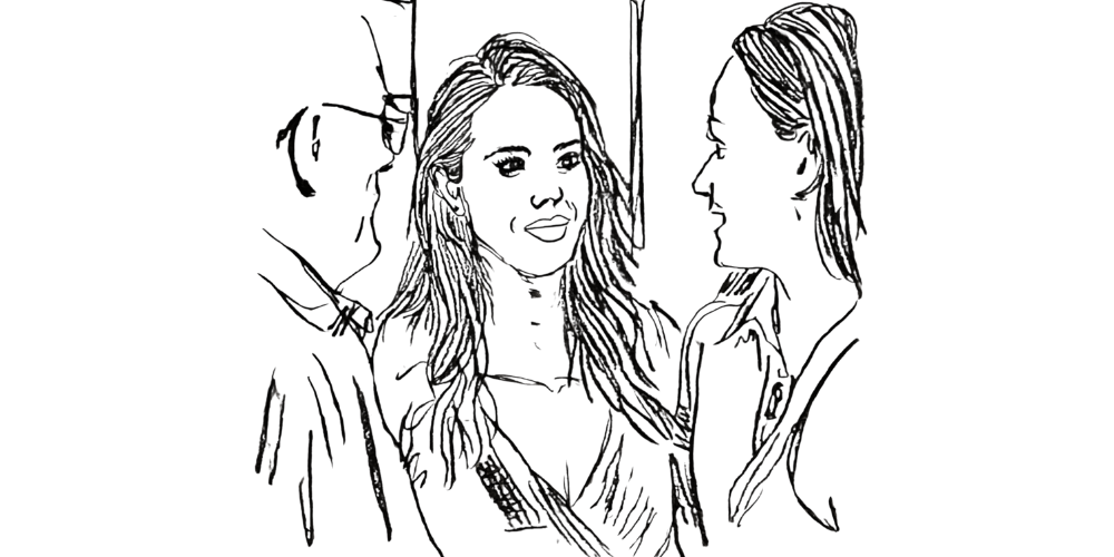 Two women smiling and talking – illustration for The Way I Loved Myself Was Enough