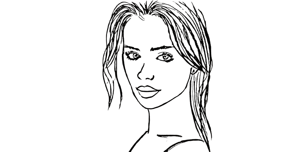 Hand-drawn portrait of a woman with a calm expression, symbolizing acceptance and emotional clarity