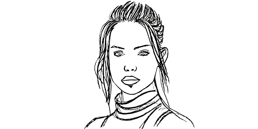 Hand-drawn portrait of a woman looking forward, symbolizing strength in letting go