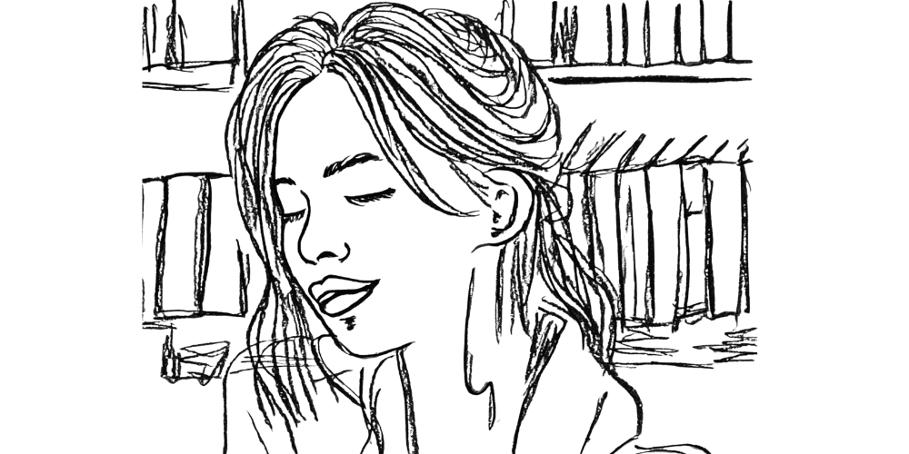 Woman with eyes closed, peaceful expression, symbolizing kindness with boundaries