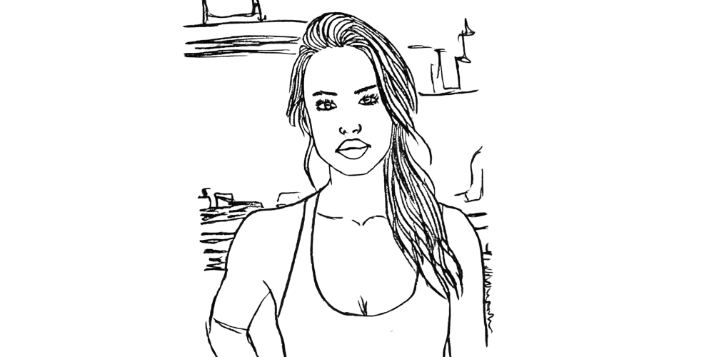 Determined woman with long hair, symbolizing strength in protecting energy