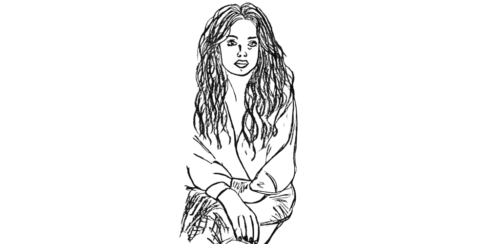 Woman sitting with folded arms — choosing clarity over attachment illustration