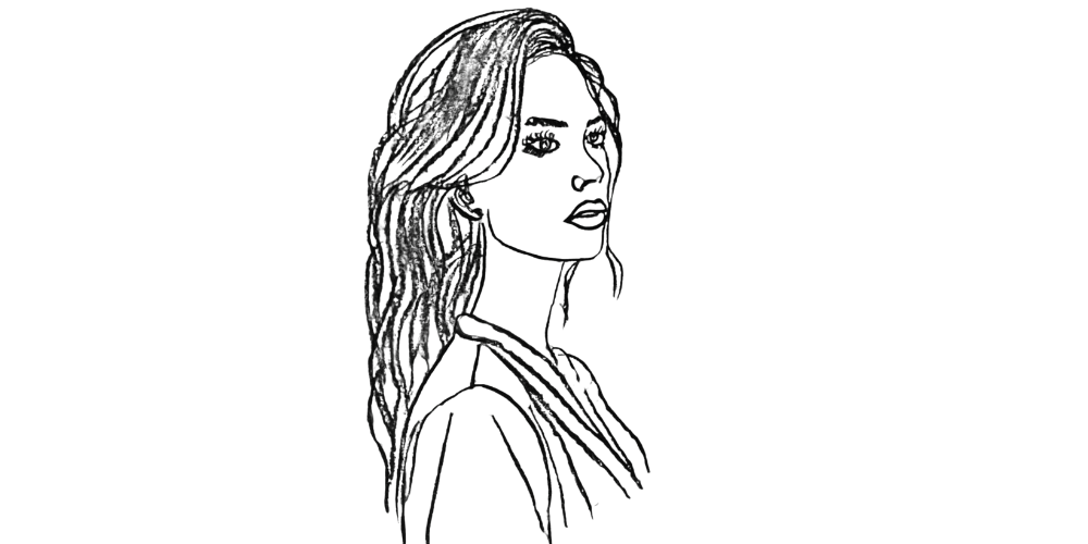 Side-view confident woman — choosing clarity over attachment drawing