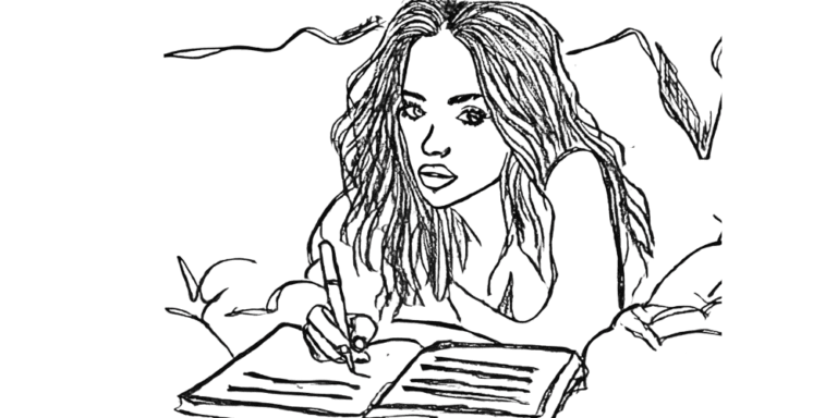 Woman journaling as part of a grounding ritual