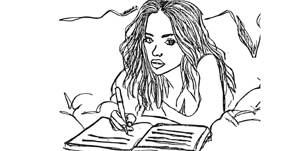 Woman journaling as part of a grounding ritual