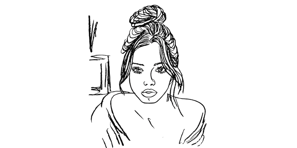 Drawing of a woman with hair in a bun, symbolizing inner compass and self-trust