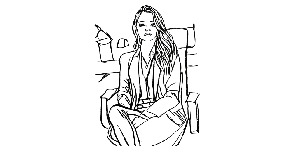 Discipline as devotion — woman seated calmly in a chair, reflecting self-kindness