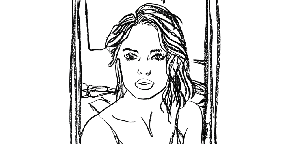 Artistic sketch of a woman journaling for self-respect