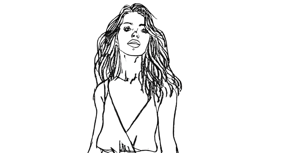 Woman with flowing hair, embodying self-expression