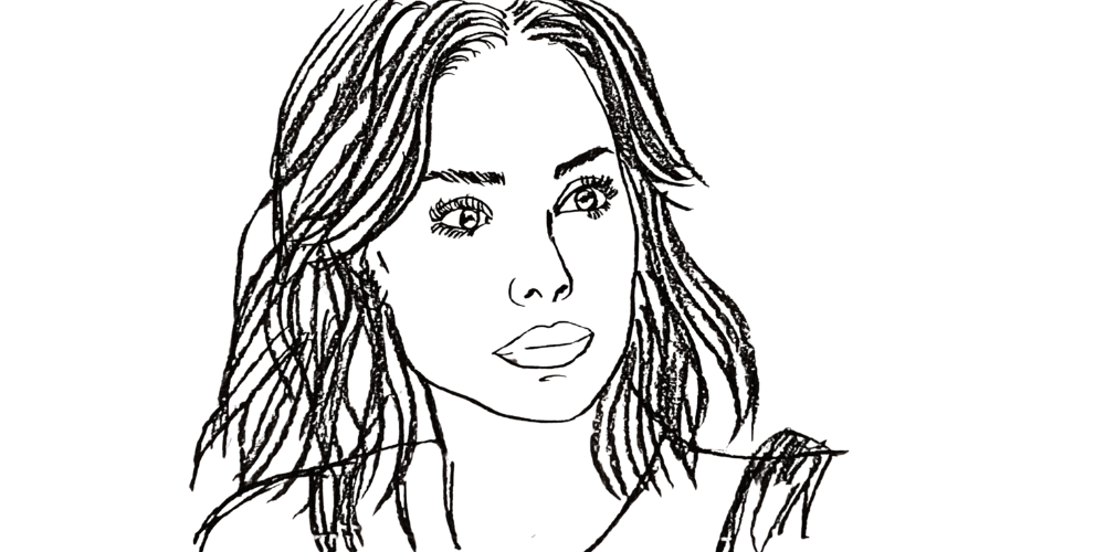 Belief-behavior loop – sketch of thoughtful woman