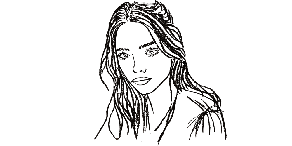 Line art of a woman choosing calm presence to embody authenticity