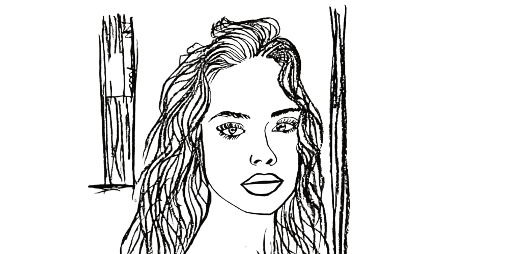 Silence holding strength – hand-drawn portrait