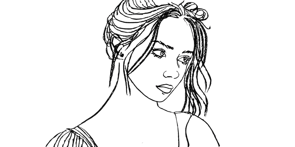 Line art portrait of a calm woman embodying acceptance over performance