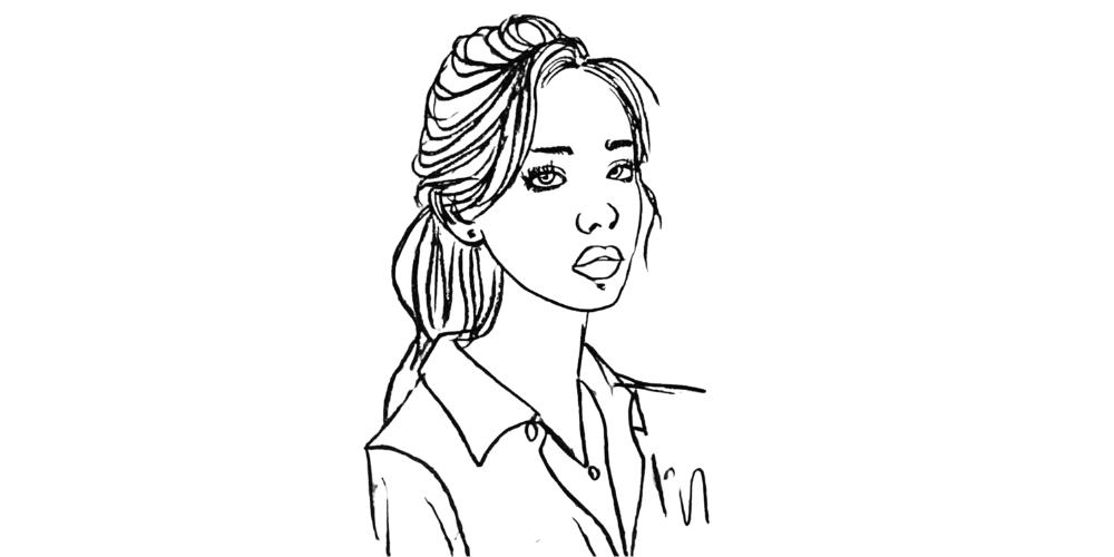 Hand-drawn sketch of a thoughtful woman — small acts of presence