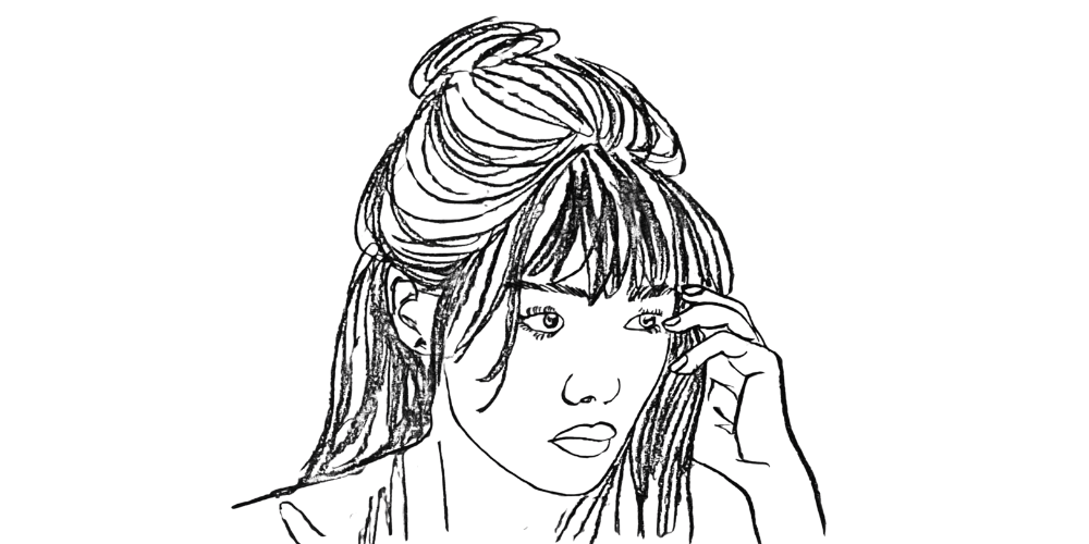 Hand-drawn portrait of a woman reflecting — journal prompt for presence over perfection