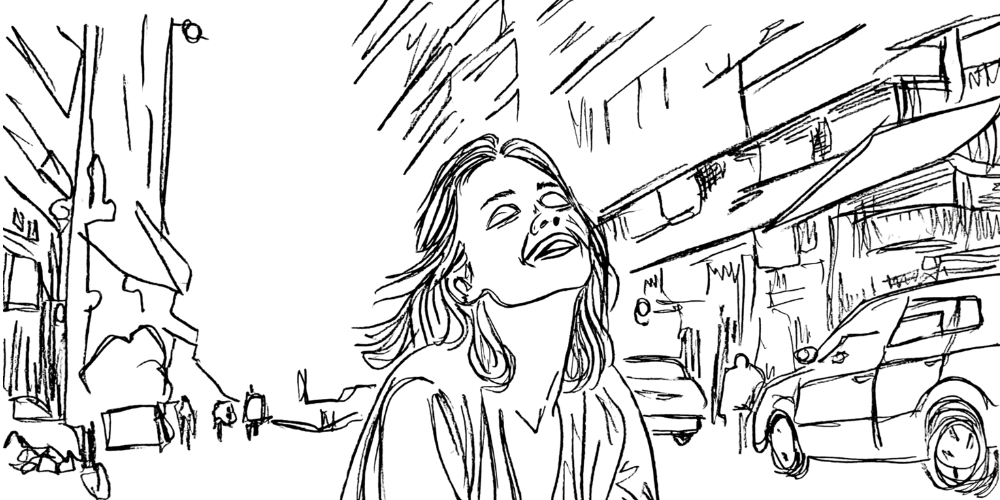 Line art portrait — staying soft in a loud world, inner calm among external chaos