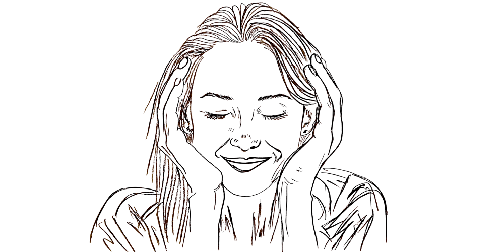 Sketch — calm figure leaning into inner stillness despite loud surroundings