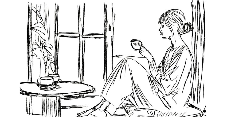 Line art sketch — finding calm after chaos and returning to myself after a chaotic day